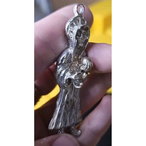 Santa Muerte Grim Reaper Santisima Muerte 925 Silver Pendant Charm Muerte Dije - Picture 5 of 9